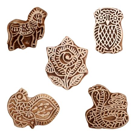 Set of 5 Piece New Mix Wooden Printing Block